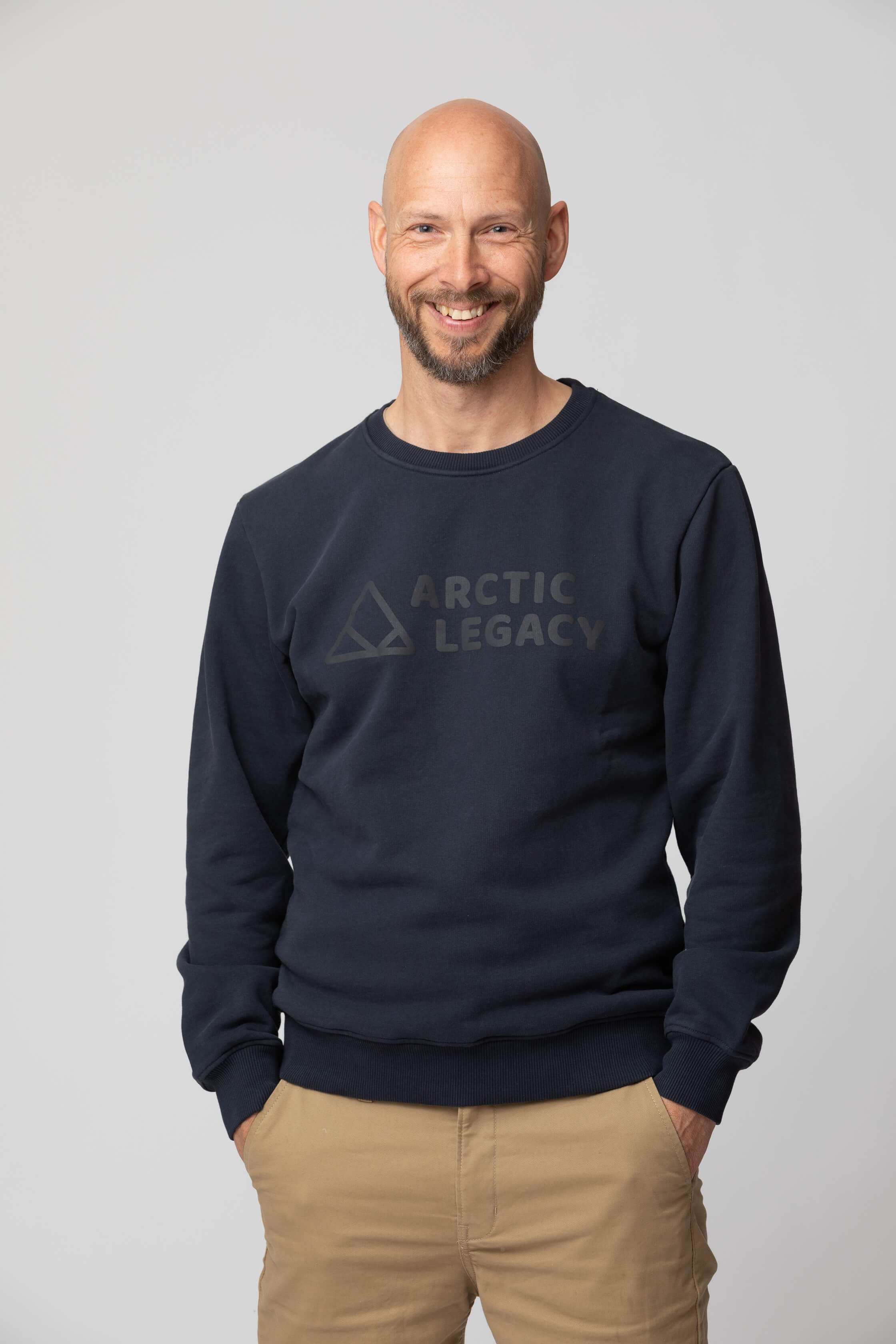 Men’s blue sweatshirt - front view of the Arctic Legacy Ember Organic Crew Sweater#color_dark-navy