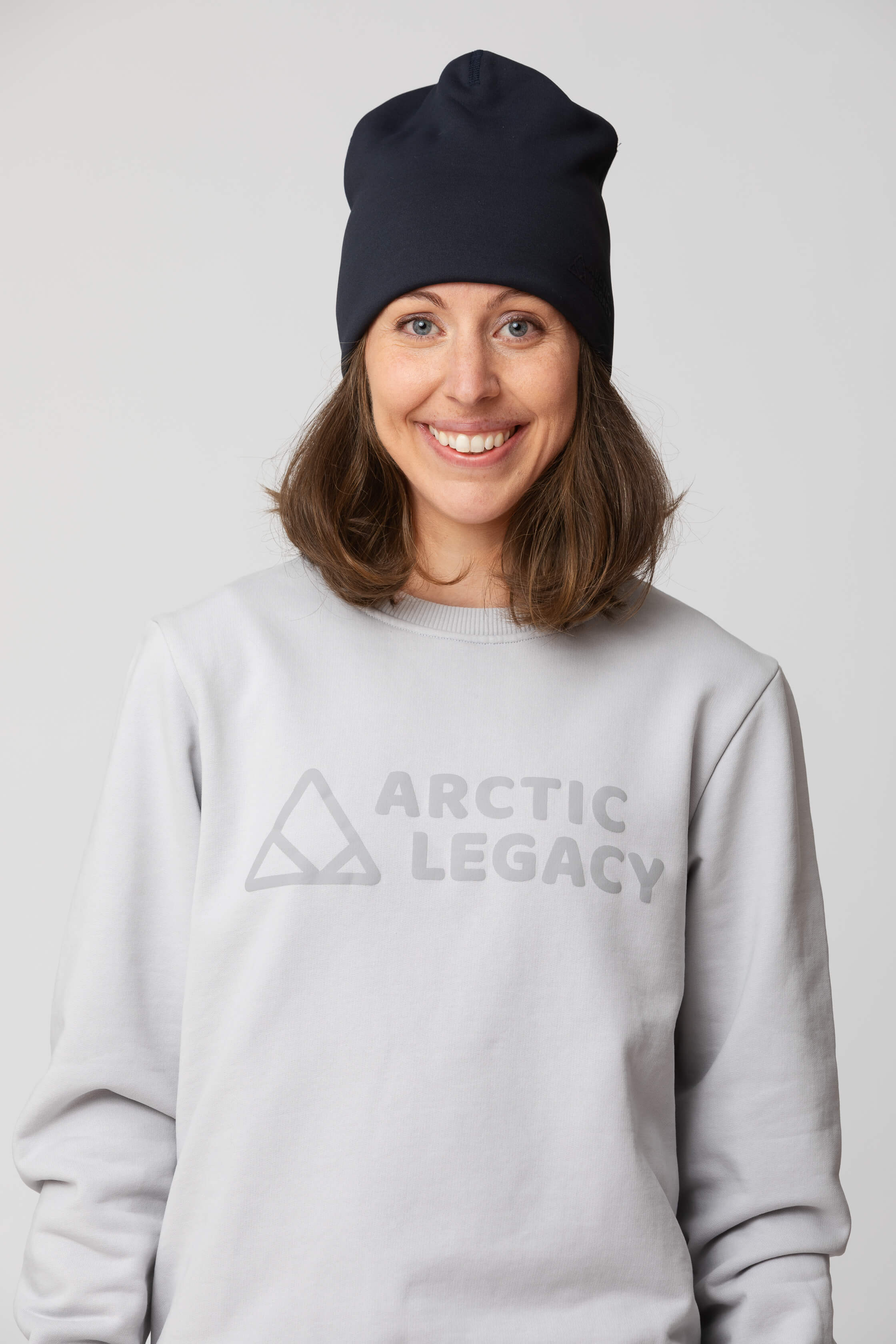Blue fleece hat - front view of the Arctic Legacy Nova Dual Layer Beanie#color_total-eclipse-dark-blue