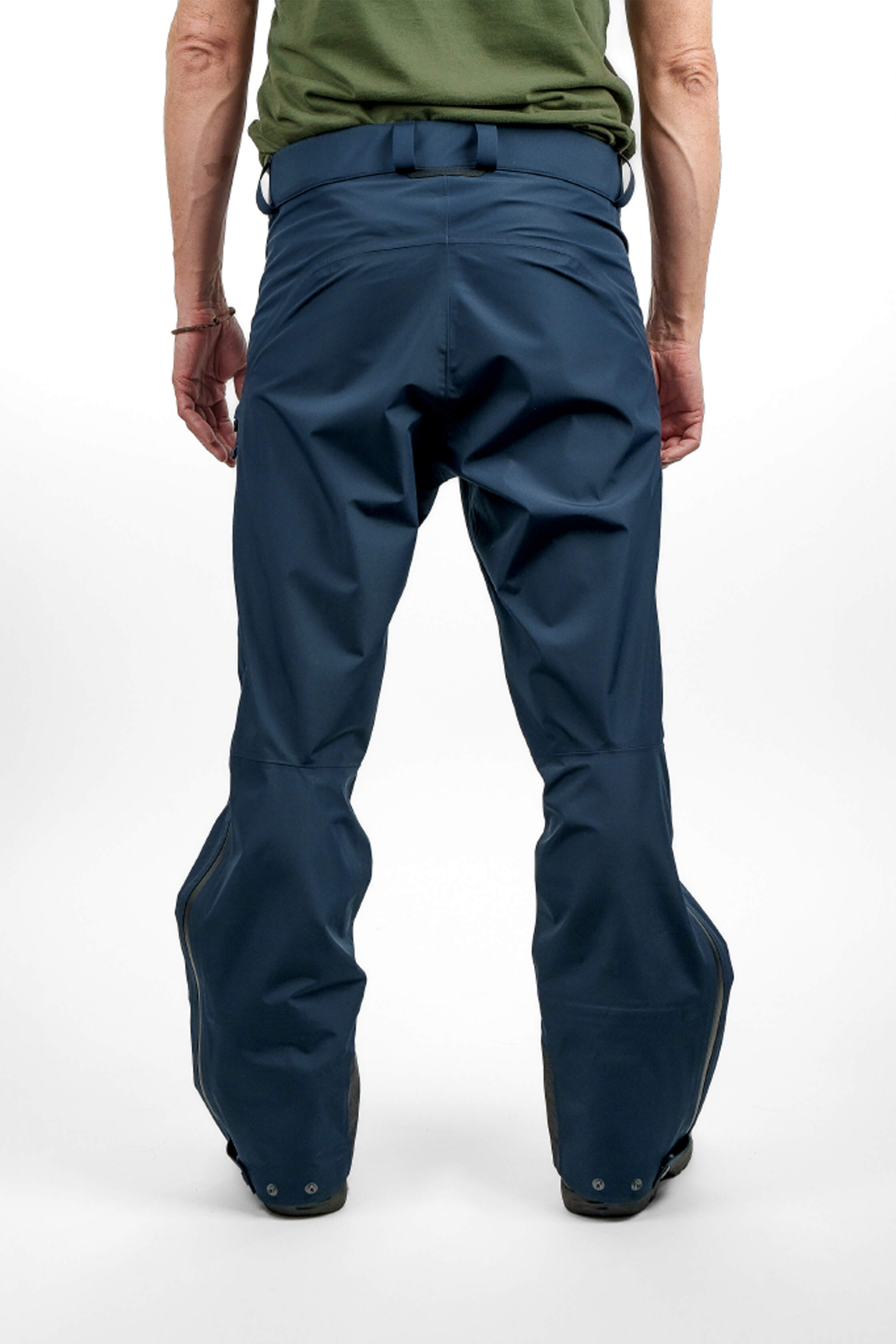 Blue hardshell pants in unisex sizing - back view of the Arctic Legacy Nuka Elements 3 layer Pants#color_total-eclipse