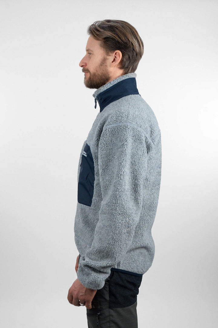 Men's grey pile fleece jacket - side view of the Arctic Legacy Kima Explorer Pile Jacket#color_silver-ash