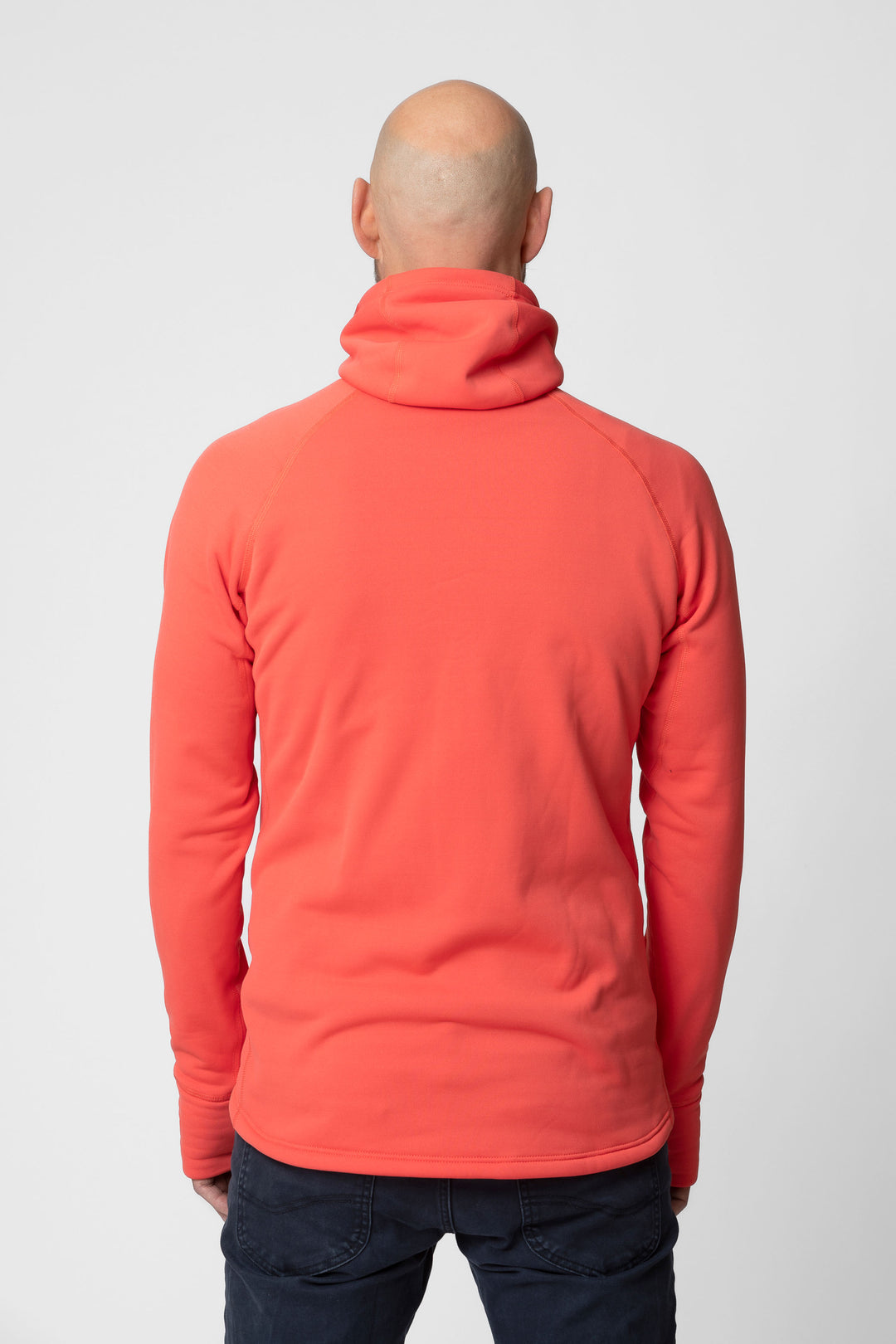 Men's pink red fleece jacket - back view of the Arctic Legacy Nanuk Pro Fleece Hoodie#color_cayenne