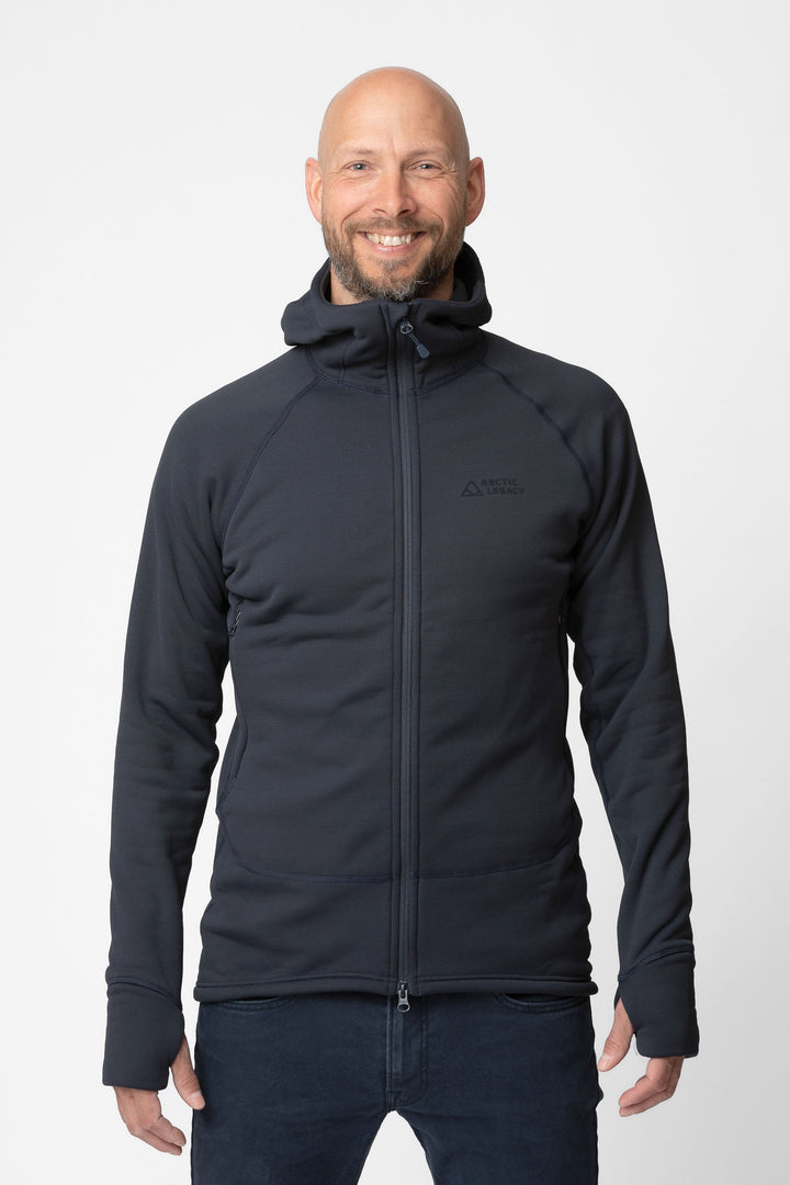 Men's blue fleece jacket - front view of the Arctic Legacy Nanuk Pro Fleece Hoodie#color_total-eclipse-dark-blue