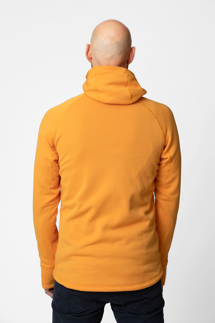 Men's yellow fleece jacket - back view of the Arctic Legacy Nanuk Pro Fleece Hoodie#color_zinnia