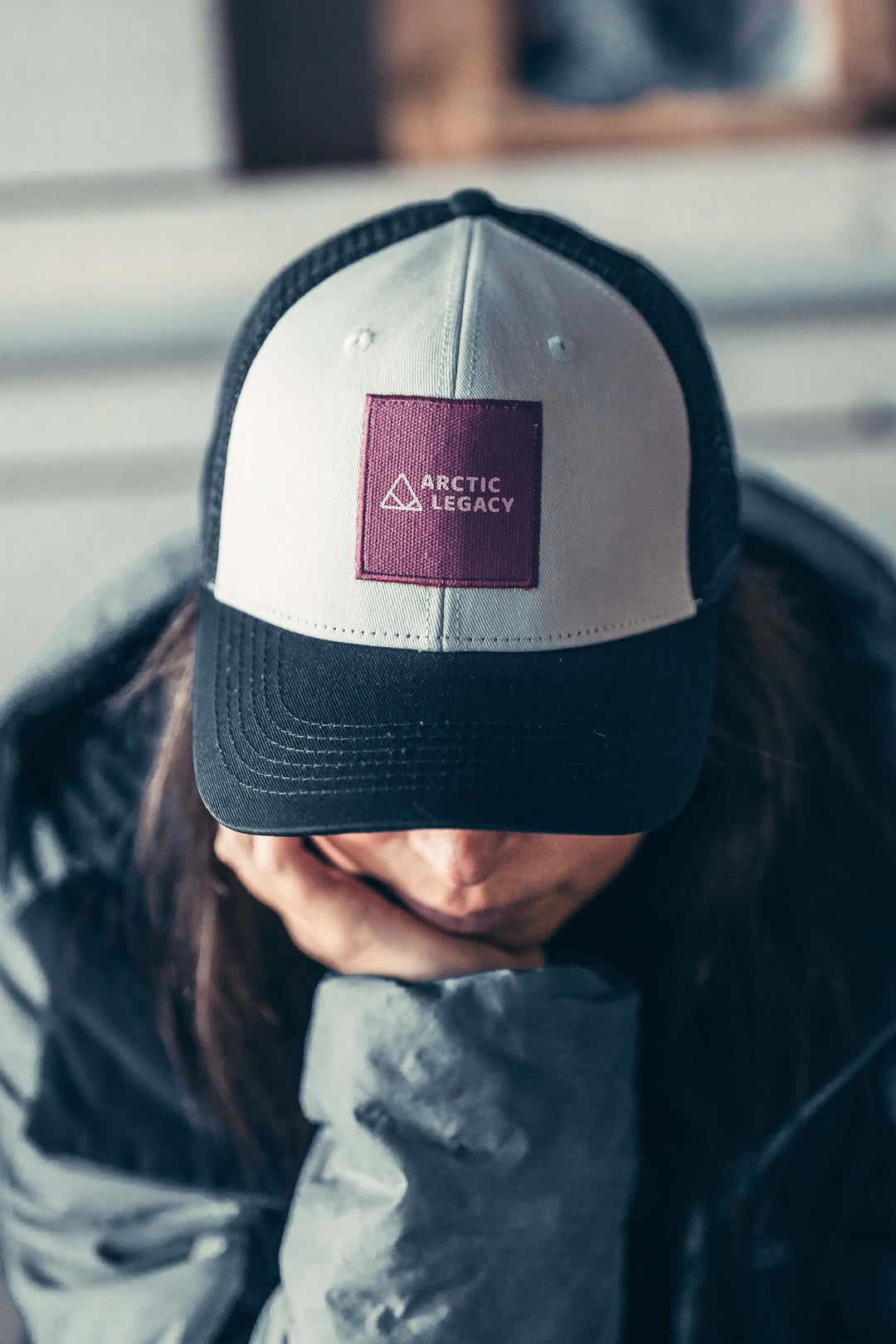 Blue and white trucker hat - front view of the Arctic Legacy Cypress Trucker#color_blue-white-purple