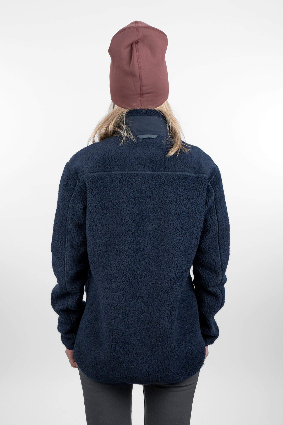 women's blue pile fleece jacket - back view of the Arctic Legacy Kima Explorer Pile Jacket#color_indigo-blue