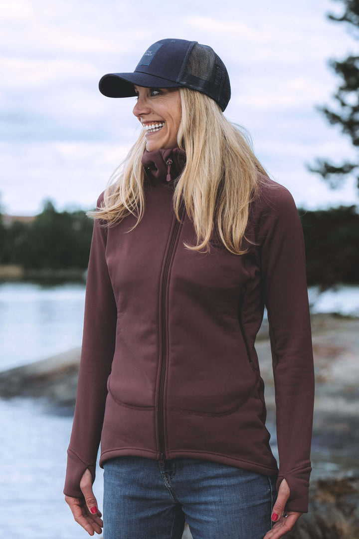 Women's purple fleece jacket - front view of the Arctic Legacy Nanuk Pro Fleece Hoodie#color_crushed-berry