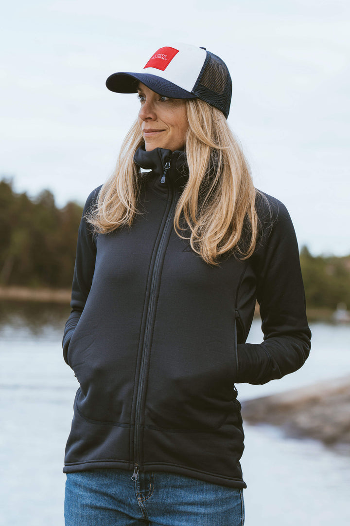 Women's blue fleece jacket - front view of the Arctic Legacy Nanuk Pro Fleece Hoodie#color_total-eclipse-dark-blue