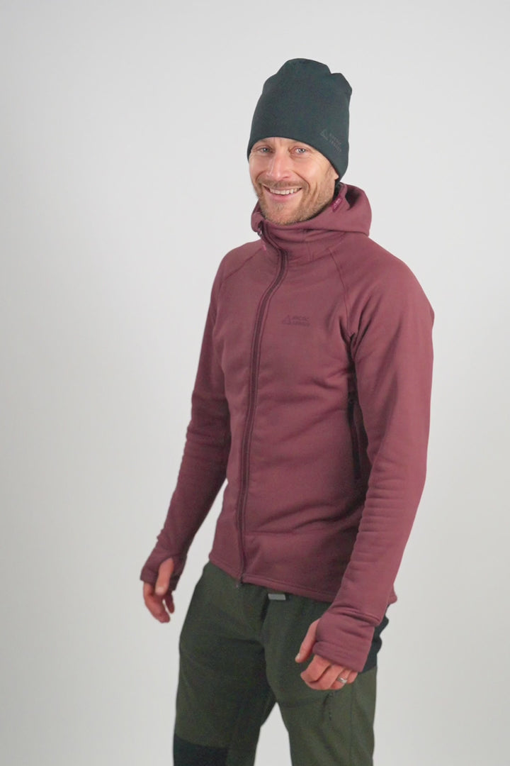 Men's purple fleece jacket - 360° view of the Arctic Legacy Nanuk Pro Fleece Hoodie#color_cayenne