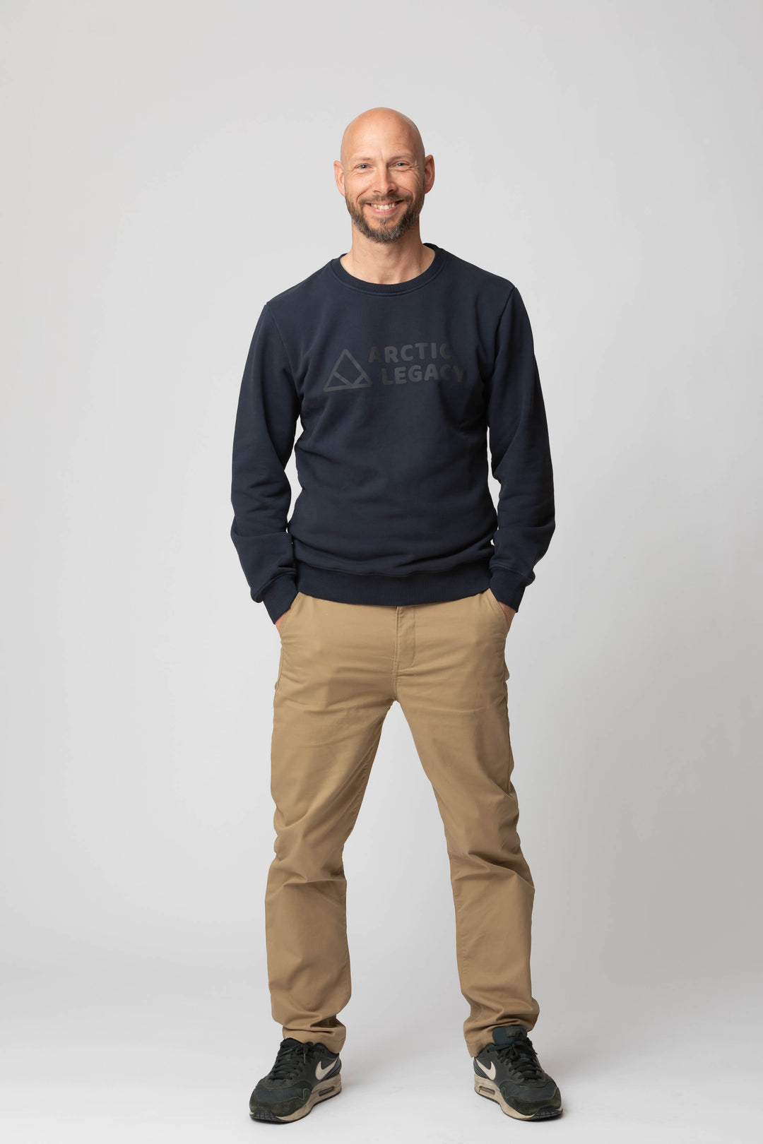 Men’s blue sweatshirt - front view of the Arctic Legacy Ember Organic Crew Sweater#color_dark-navy