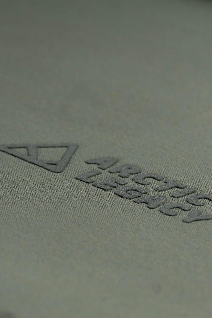 Women's green fleece jacket - close-up view of the Arctic Legacy Nanuk Pro Fleece Hoodie#color_dusty-olive
