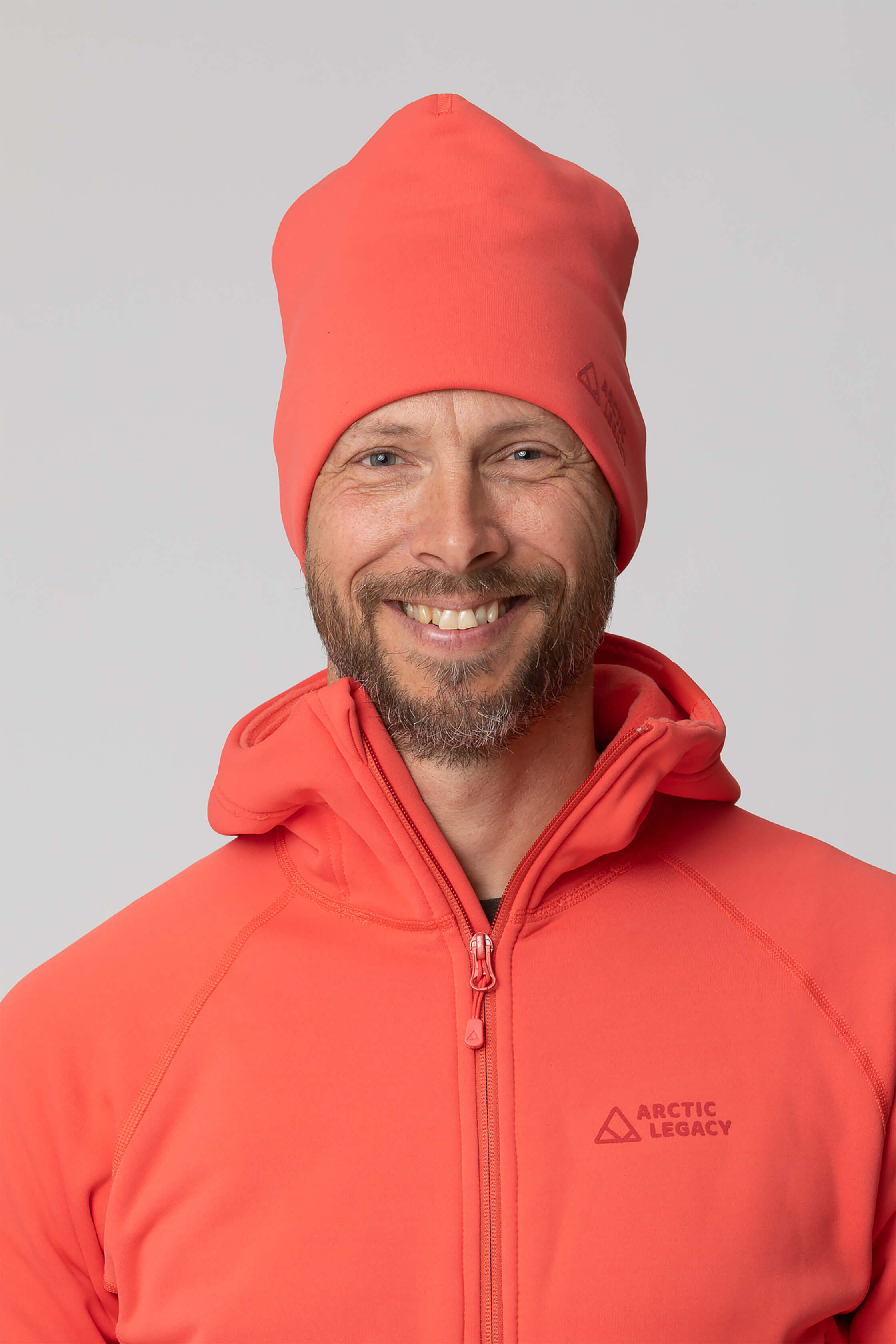 Pink red fleece hat - front view of the Arctic Legacy Nova Dual Layer Beanie#color_cayenne