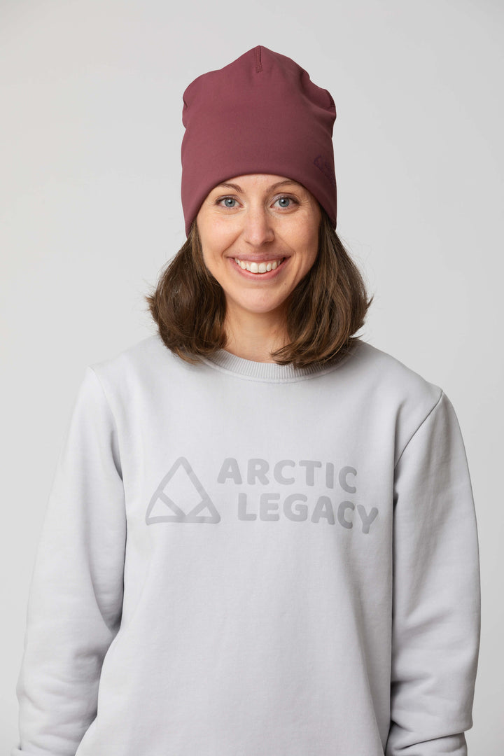 Purple fleece hat - front view of the Arctic Legacy Nova Dual Layer Beanie#color_crushed-berry