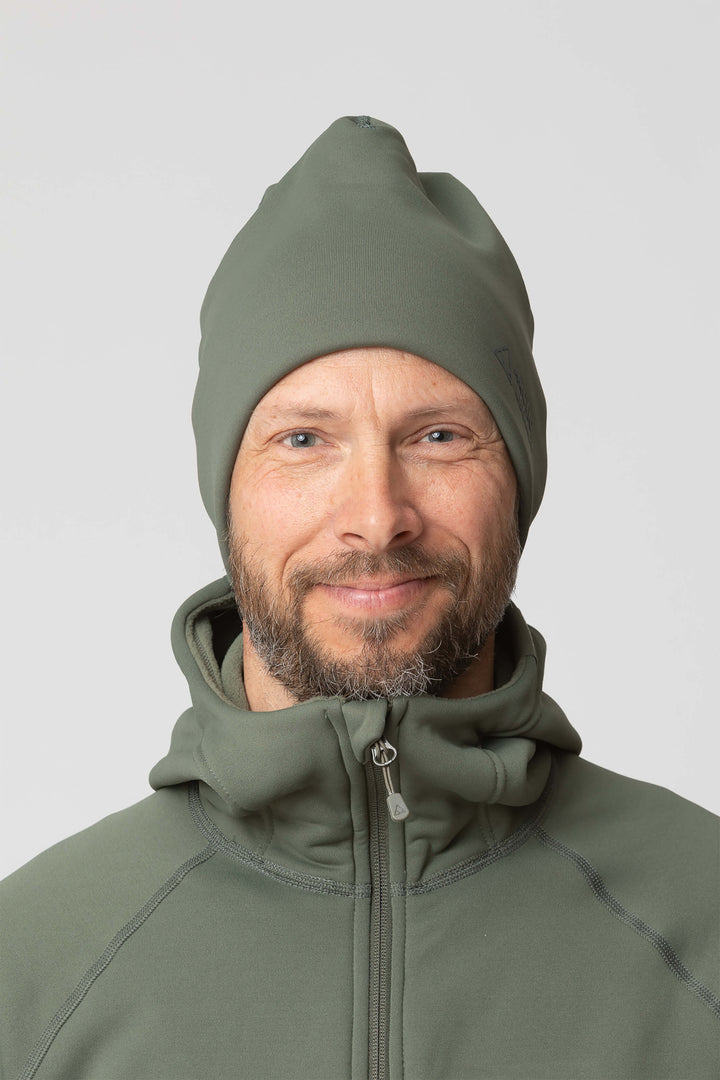 Green fleece hat - front view of the Arctic Legacy Nova Dual Layer Beanie#color_dusty-olive