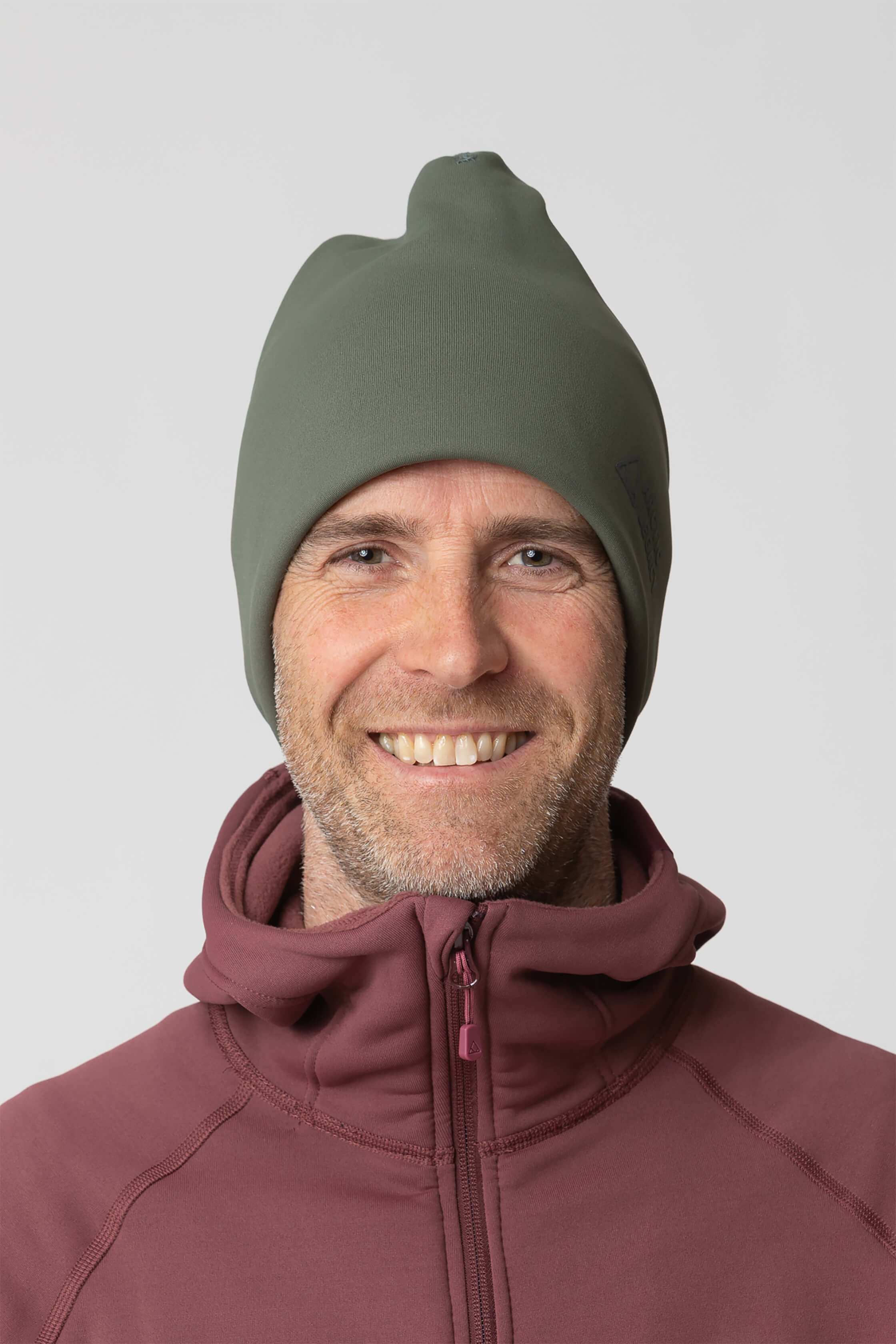 Green fleece hat - front view of the Arctic Legacy Nova Dual Layer Beanie#color_dusty-olive