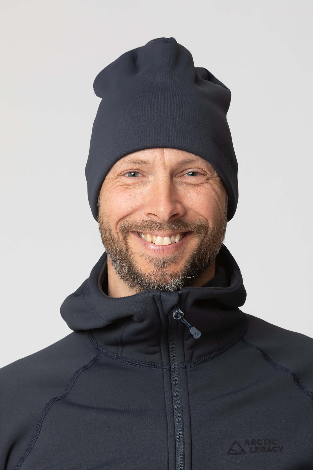 Blue fleece hat - front view of the Arctic Legacy Nova Dual Layer Beanie#color_total-eclipse-dark-blue