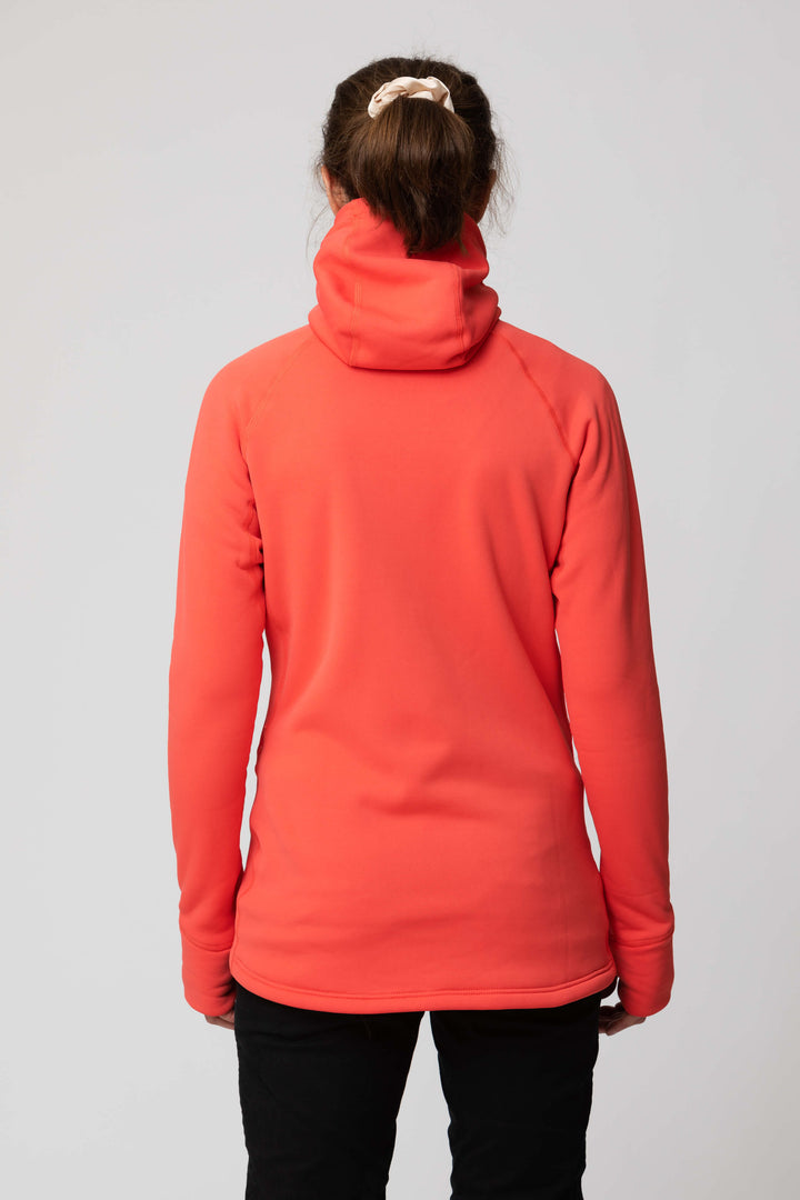 Women's pink red fleece jacket - back view of the Arctic Legacy Nanuk Pro Fleece Hoodie#color_cayenne