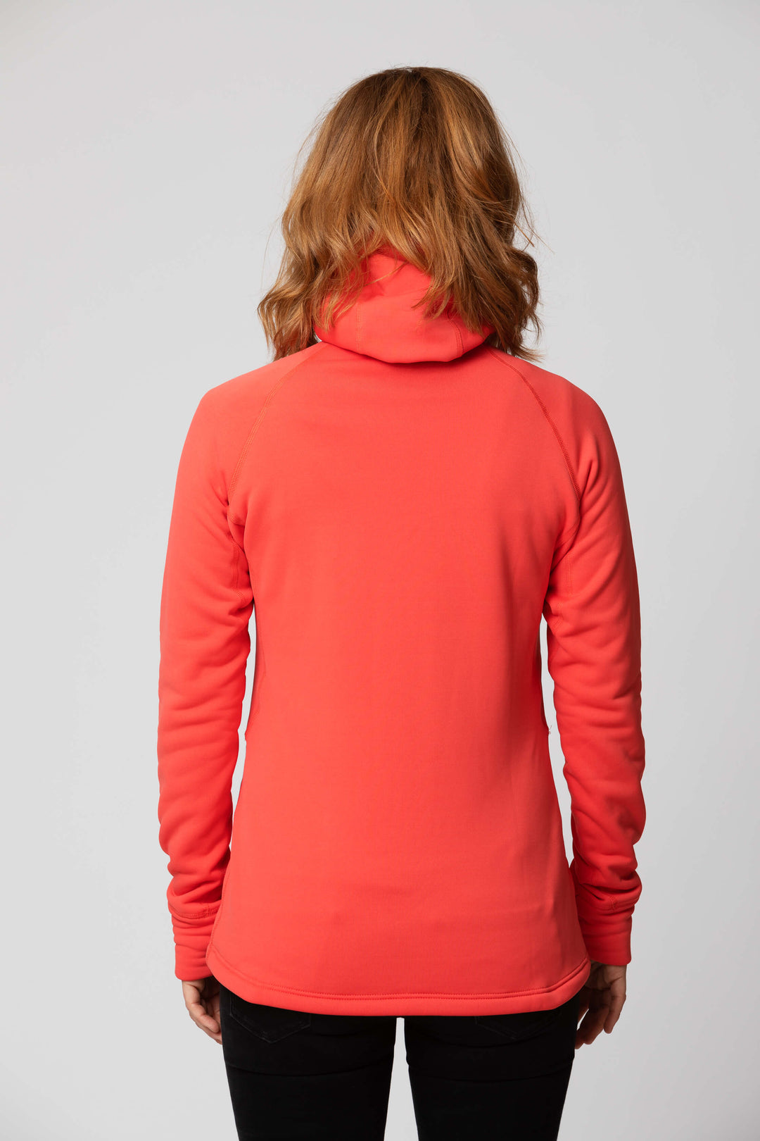 Women's pink red fleece jacket - back view of the Arctic Legacy Nanuk Pro Fleece Hoodie#color_cayenne