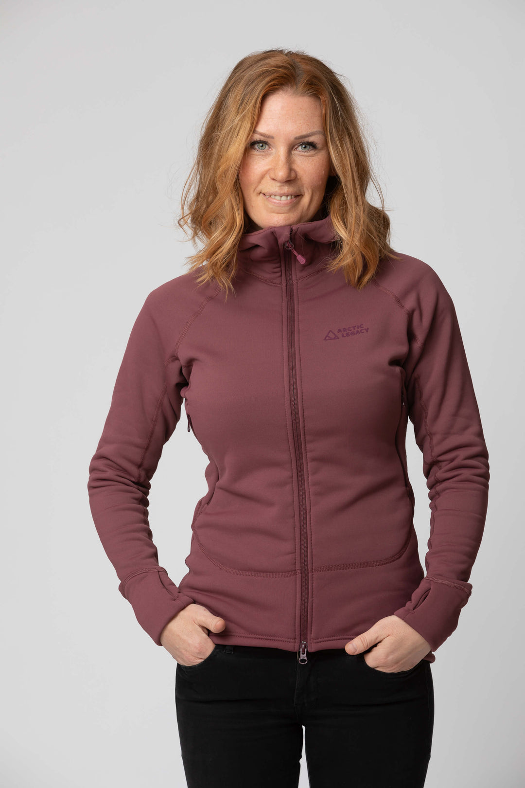 Women's purple fleece jacket - front view of the Arctic Legacy Nanuk Pro Fleece Hoodie#color_crushed-berry