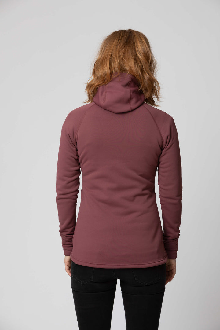 Women's purple fleece jacket - back view of the Arctic Legacy Nanuk Pro Fleece Hoodie#color_crushed-berry