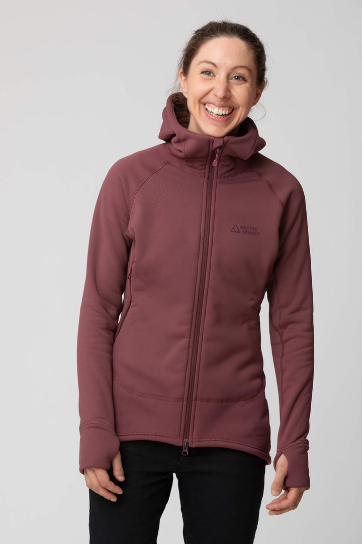 Women's purple fleece jacket - front view of the Arctic Legacy Nanuk Pro Fleece Hoodie#color_crushed-berry