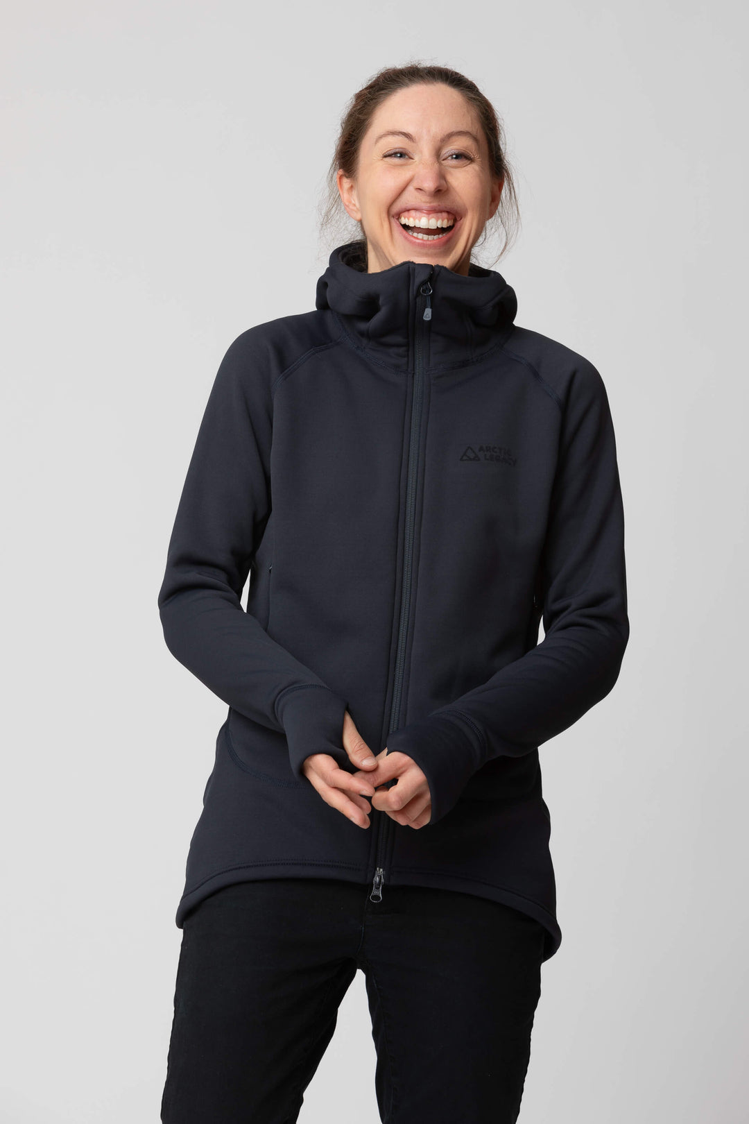 Women's blue fleece jacket - front view of the Arctic Legacy Nanuk Pro Fleece Hoodie#color_total-eclipse-dark-blue